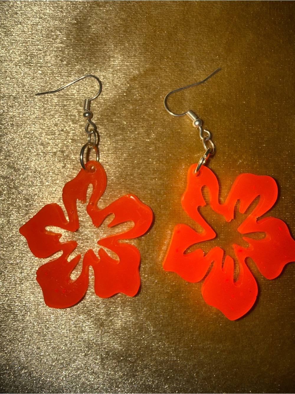 Bright Orange Floral Drop Earrings - Women Jewelry